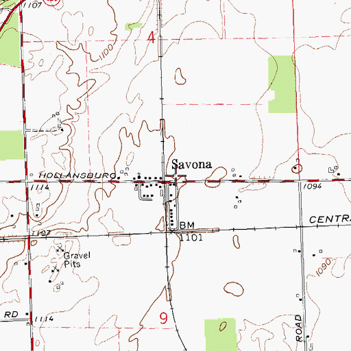 Topographic Map of Savona, OH