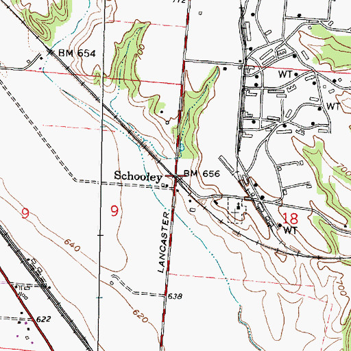Topographic Map of Schooley, OH