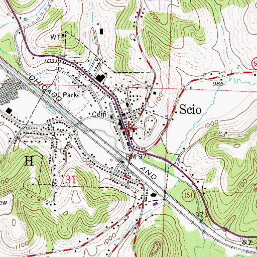 Topographic Map of Scio, OH