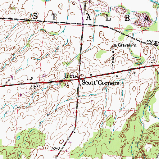 Topographic Map of Scott Corners, OH