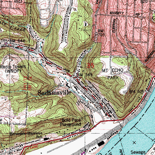 Topographic Map of Sedamsville, OH