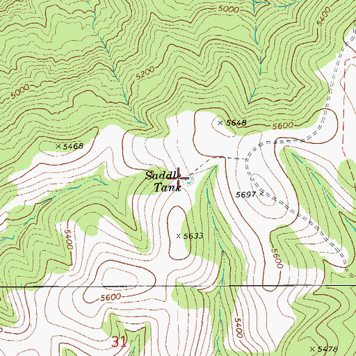 Topographic Map of Saddle Tank, AZ