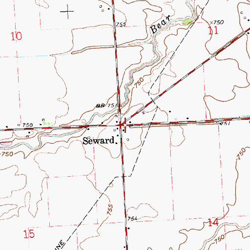 Topographic Map of Seward, OH