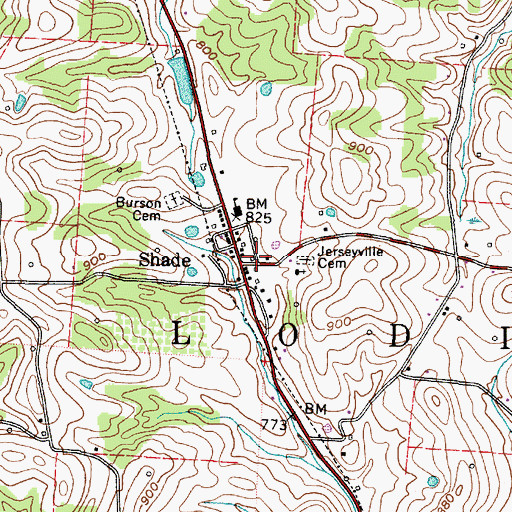 Topographic Map of Shade, OH