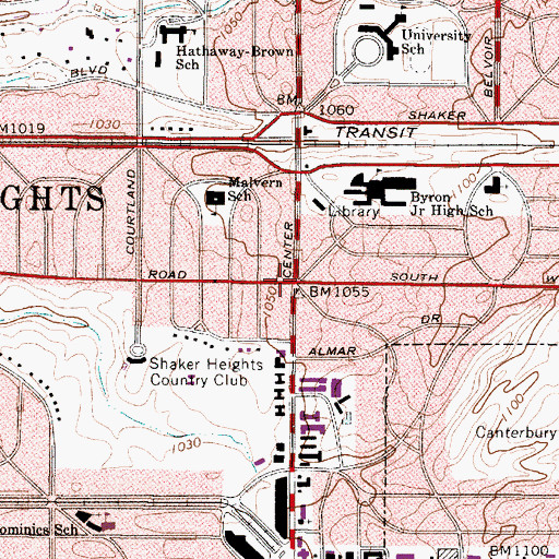 Topographic Map of Shaker Heights, OH