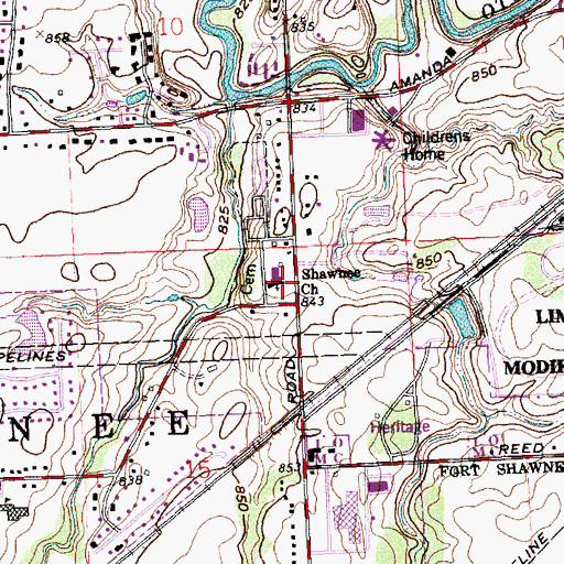 Topographic Map of Shawnee United Methodist Church, OH