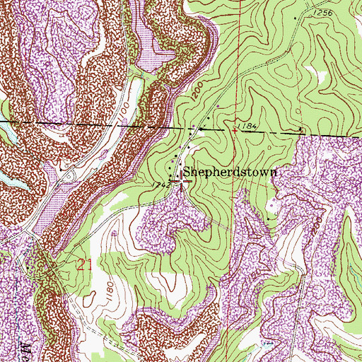 Topographic Map of Shepherdstown, OH
