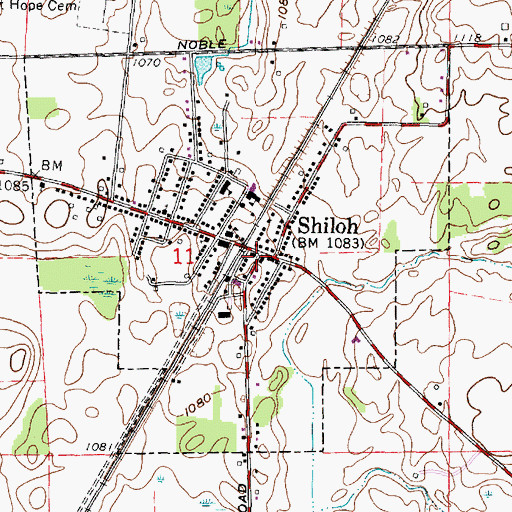 Topographic Map of Shiloh, OH