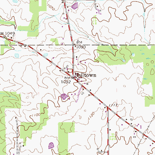 Topographic Map of Shiltown, OH