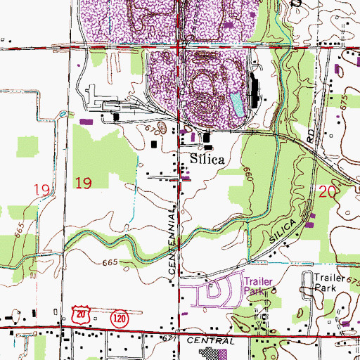 Topographic Map of Silica, OH