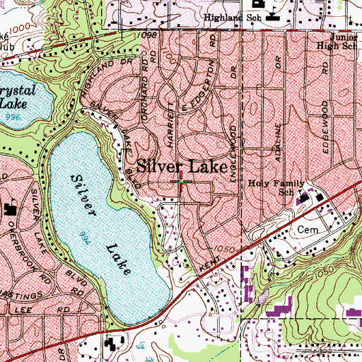 Topographic Map of Silver Lake, OH