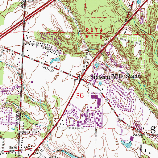 Topographic Map of Sixteen Mile Stand, OH