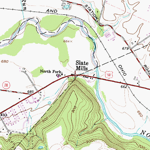 Topographic Map of Slate Mills, OH
