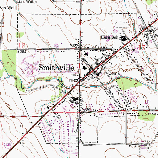 Topographic Map of Smithville, OH