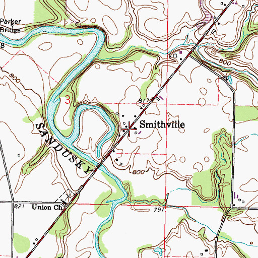 Topographic Map of Smithville, OH