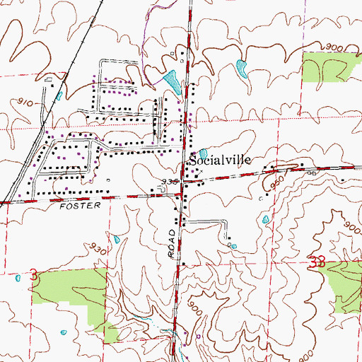 Topographic Map of Socialville, OH