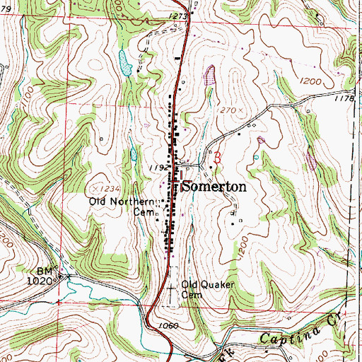 Topographic Map of Somerton, OH