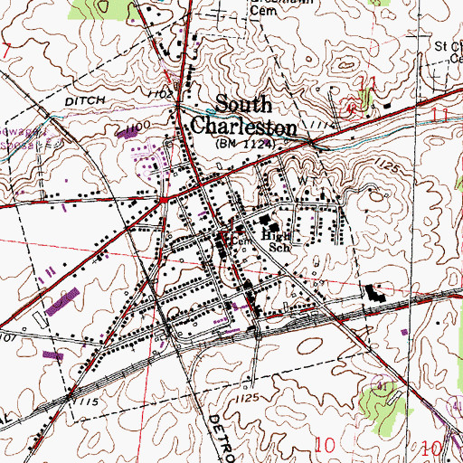 Topographic Map of South Charleston, OH