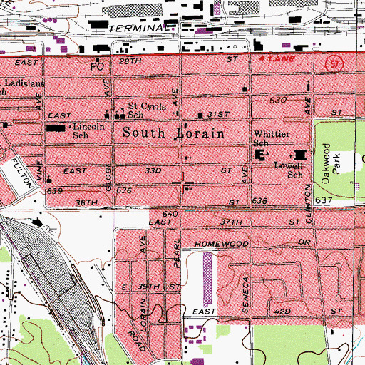 Topographic Map of South Lorain, OH