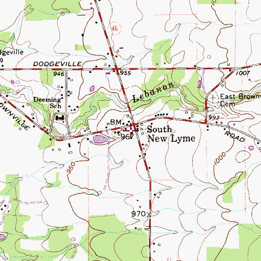 Topographic Map of South New Lyme, OH