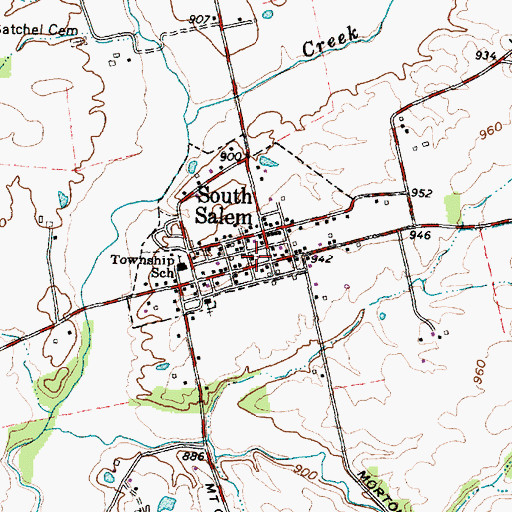 Topographic Map of South Salem, OH