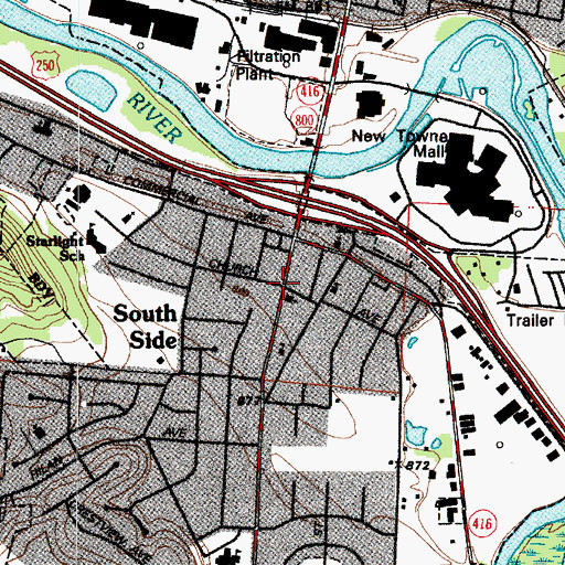 Topographic Map of South Side, OH