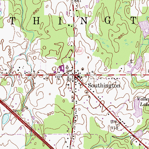 Topographic Map of Southington, OH