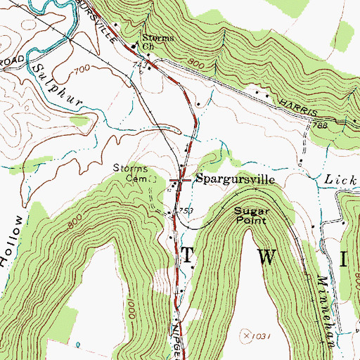 Topographic Map of Spargursville, OH
