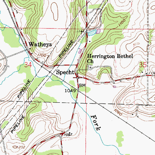 Topographic Map of Specht, OH