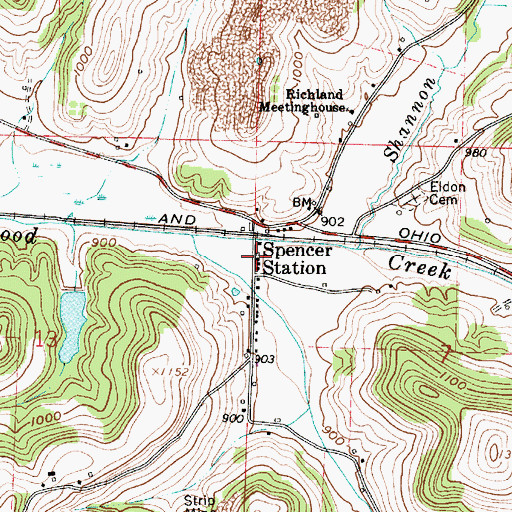 Topographic Map of Spencer Station, OH