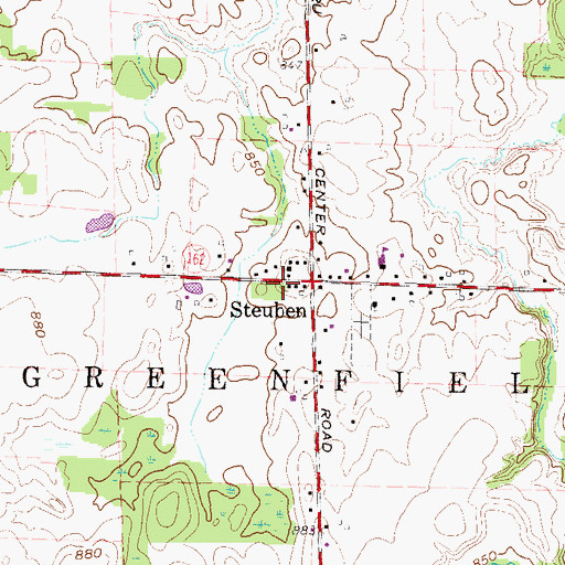 Topographic Map of Steuben, OH