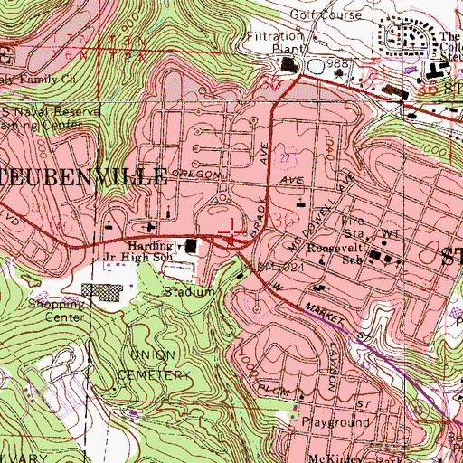 Topographic Map of Steubenville, OH
