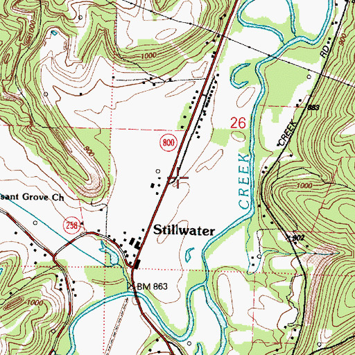 Topographic Map of Stillwater, OH