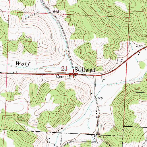 Topographic Map of Stillwell, OH