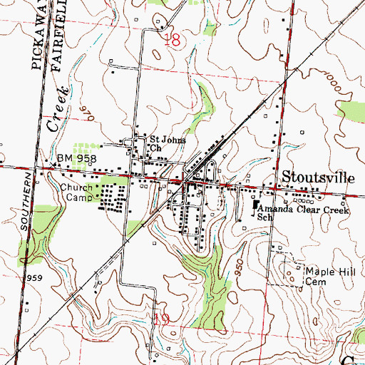 Topographic Map of Stoutsville, OH