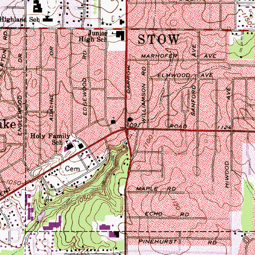 Topographic Map of Stow, OH