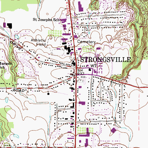 Topographic Map of Strongsville, OH