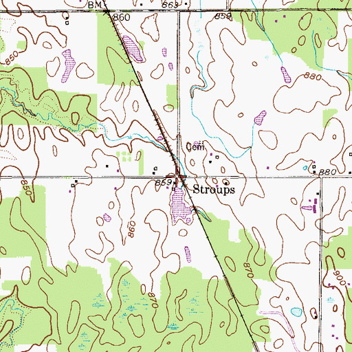Topographic Map of Stroups, OH