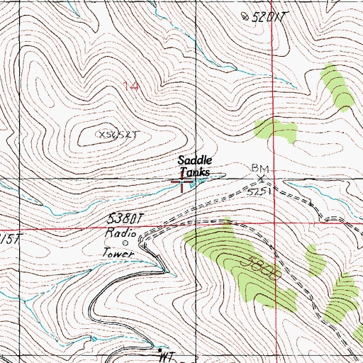 Topographic Map of Saddle Tanks, AZ