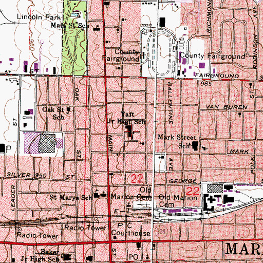 Topographic Map of Taft Middle School, OH