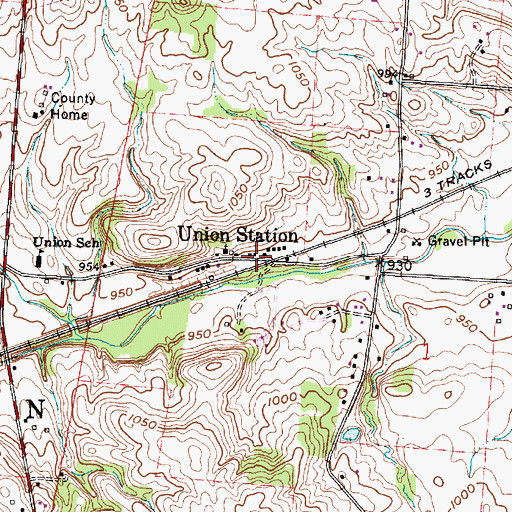 Topographic Map of Union Station, OH