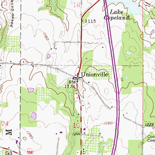 Topographic Map of Unionville, OH