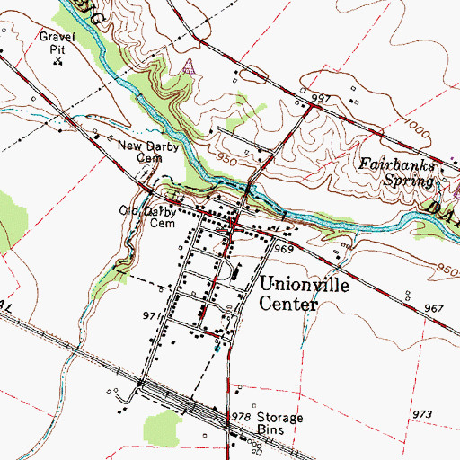 Topographic Map of Unionville Center, OH