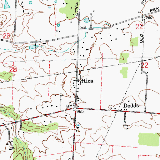 Topographic Map of Utica, OH