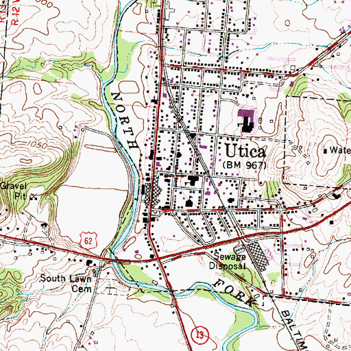 Topographic Map of Utica, OH