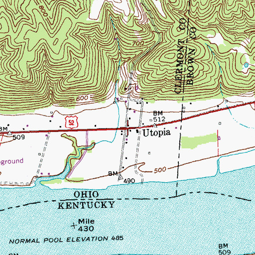Topographic Map of Utopia, OH