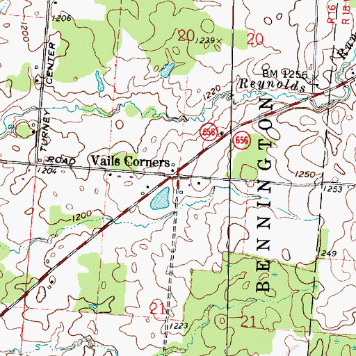 Topographic Map of Vails Corners, OH