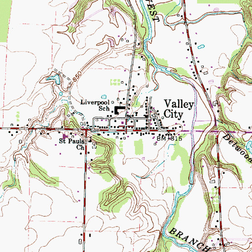 Topographic Map of Valley City, OH