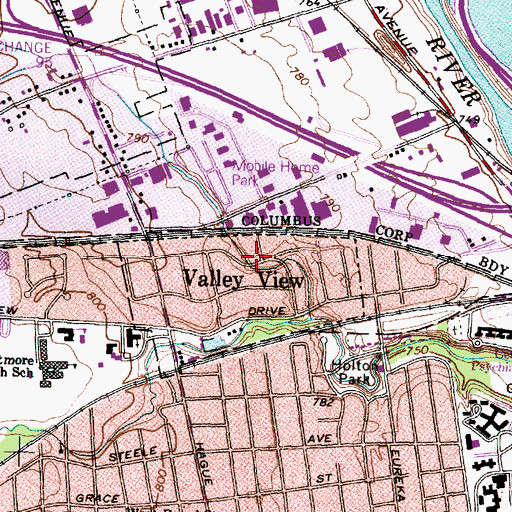 Topographic Map of Valley View, OH