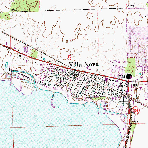 Topographic Map of Villa Nova, OH